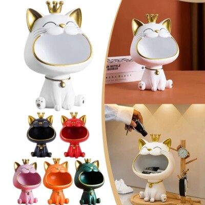 KATZE KATZE AUFBEWAHRUNG GROSSER MUND OPEN KEYS STORAGE BEHÄLTER BIG BOX