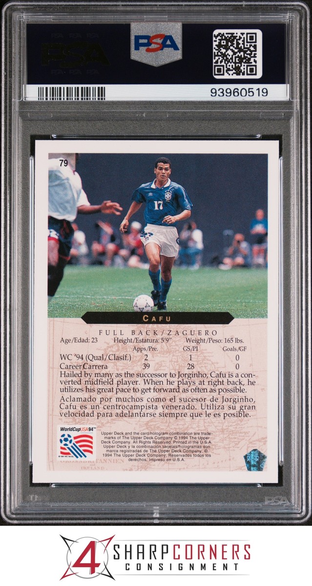 1994 UD WORLD CUP SOCCER ENGLISH/SPANISH #79 CAFU POP 6 PSA 1994 UD WORLD CUP SOCCER ENGLISH/SPANISH #79 CAFU POP 6 PSA