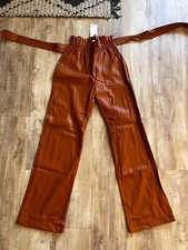 Mango Faux Leather Pants Caramel Small Exclusive Collection 