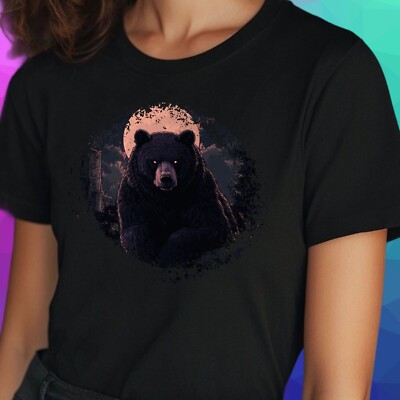 T-Shirt Frauen Gothic Cartoon Bär Motiv Baumwolle Größe S bis 3XL