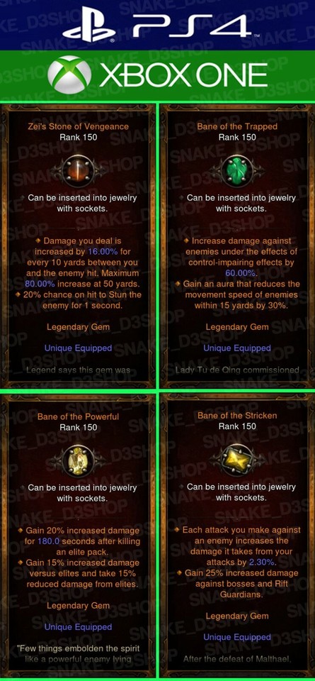 Diablo 3 PS4 - Xbox One - 22x PRIMAL Modded Legendary Gems - W/ Pickup Increased - Foto 7
