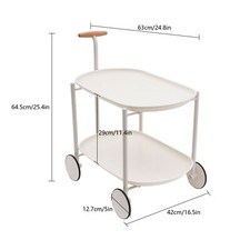 2 Tier Rolling Cart Storage Cart with Handle Storage Organizer Cart Carbon Steel