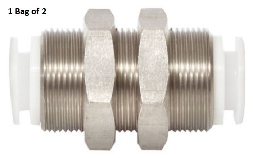 SMC Bulkhead Union Straight Push (1 Bag of 2) - KGE06-00 - Picture 1 of 2