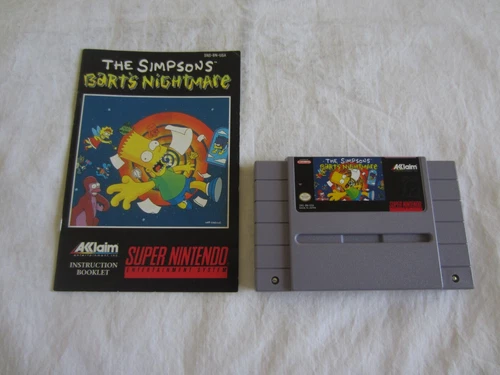 The Simpsons: Bart's Nightmare SNES Super Nintendo Cartridge + Manual 1992 RARE
