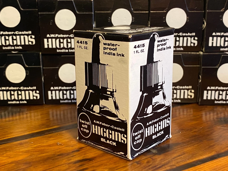 НОВЫЕ, запечатанные в коробке — водонепроницаемые индийские чернила Faber Castell Higgins 4415, черные, 1 жидкая унция - Изображение 2 из 4