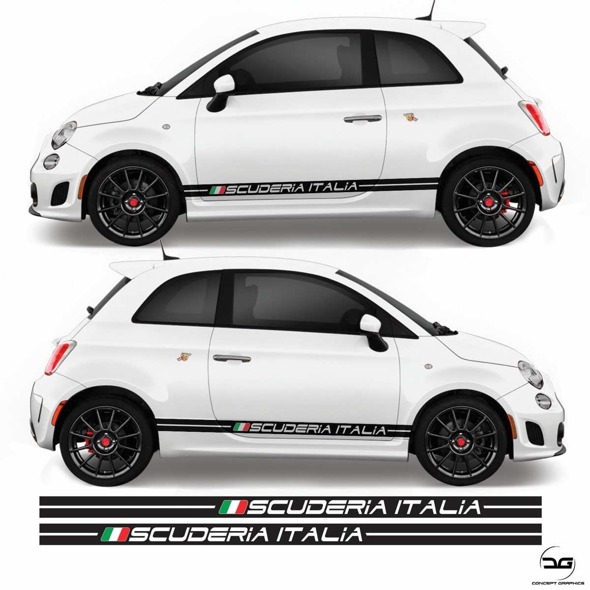FIAT 500 595 Italian flag racing stripes bonnet roof boot decal graphics OTT90 £26.44 - UK