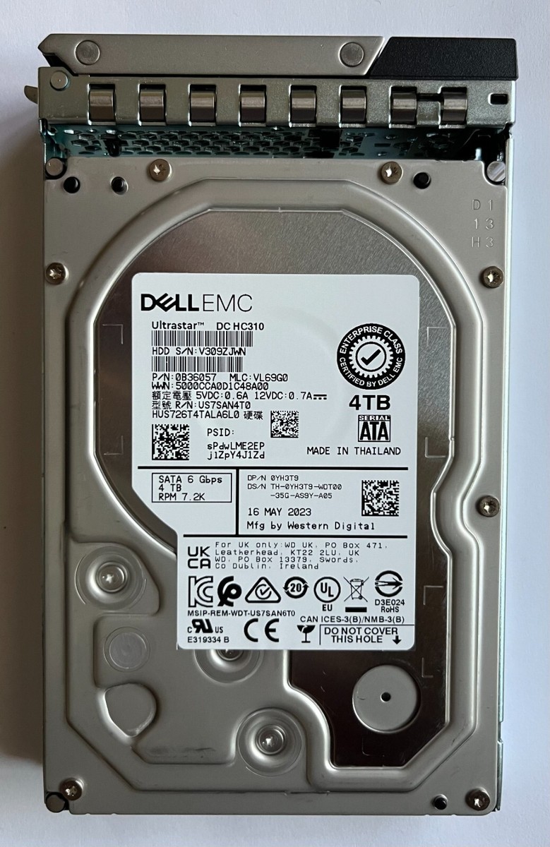 3.5 HDD 4TB 2本セット※管理番号106•107 YH3T9 DELL 4TB 7.2K 6Gb/s HDD SATA 3.5