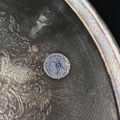 William Adams Serving Cocktail Display Tray Italy Floral MCM Silverplate 10" - Picture 6 of 8