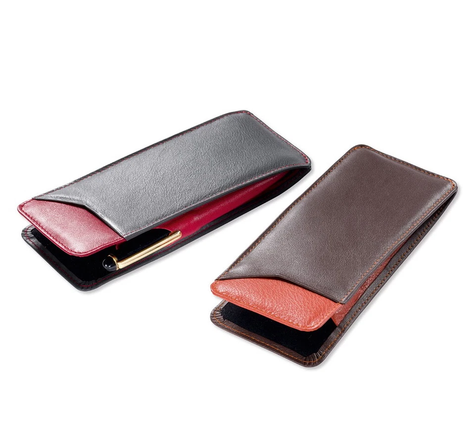 VICTORIA COLLECTION Brillenetui Echt Leder Stecketui Lorenz Rindsleder mit Vortasche und Stiftfach