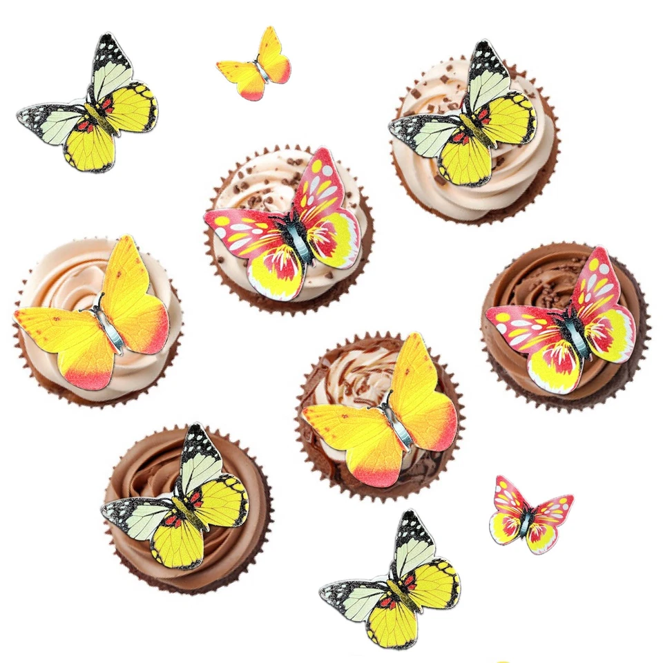 Papel de oblea de mariposas comestible precortado mariposas amarillas y naranjas  Foto 3 de 3