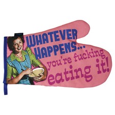 Funny Oven Glove gift. Retro Vintage Rude Novelty Kitchen Mitt BBQ Present Her