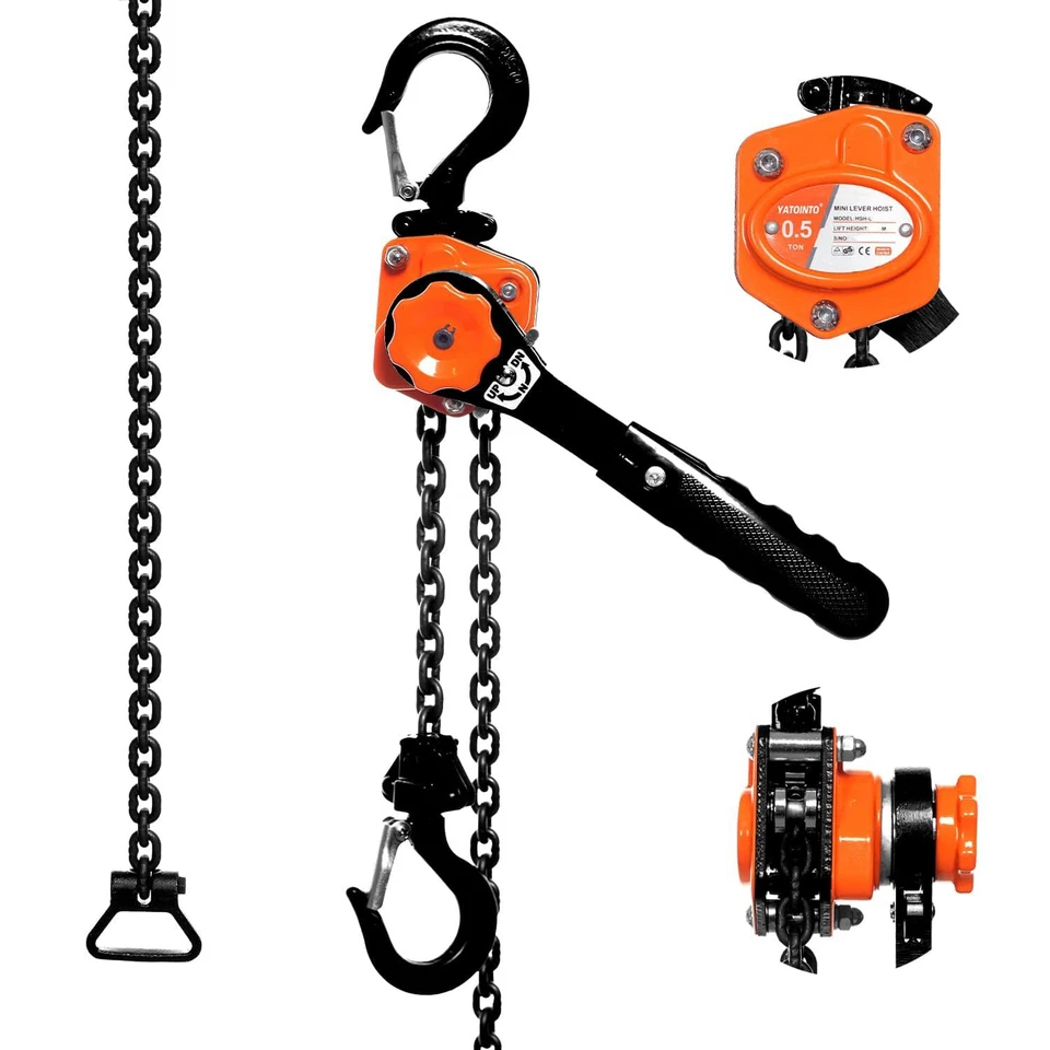 YATOINTO Mini Lever Chain Hoist 1/2 Ton 1100 lbs Lever Hoist Ratchet Chain Puller Hoist