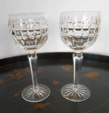 Waterford Crystal GLENMORE Wine Hock Glasses Goblets ~ Pair