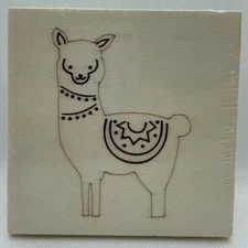 NEW Wooden Box with Engraved Llama (3¾"x 3¾"x 2¼", 296705/2009, Greenbrier Int.)