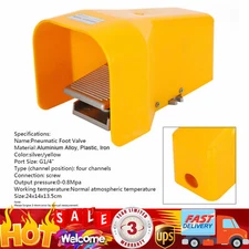 Foot Pedal Operated Control Valve 1/4" NPT Air Pneumatic Switch 2 Position 3 Way