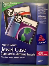NEW | Jewel Case Inserts - Matte White - Standard & Slimline | AVERY 6693