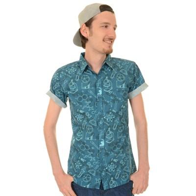 Science Print Shirt by Run and Fly XXL 