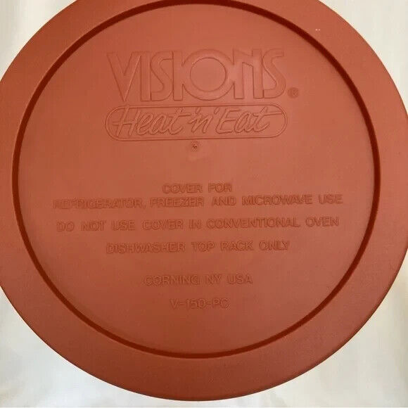 NIB 1988 Corning Visions Amber Heat 'N' Eat 15 oz Container with Lid V-150-B
