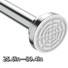 25.6-39.4" Stainless Steel Shower Curtain Rod Adjustable Tension No Drilling