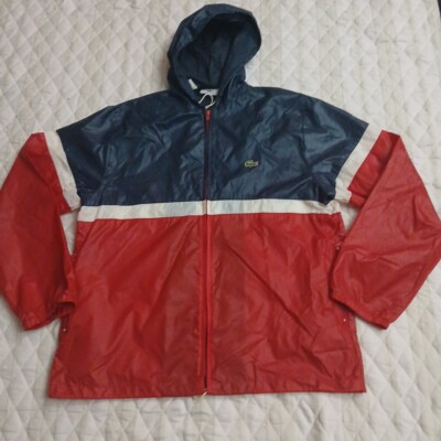 Lacoste Men's Windbreaker/Rain Jacket Nylon SZ (L) Lightweight Red White Blue!