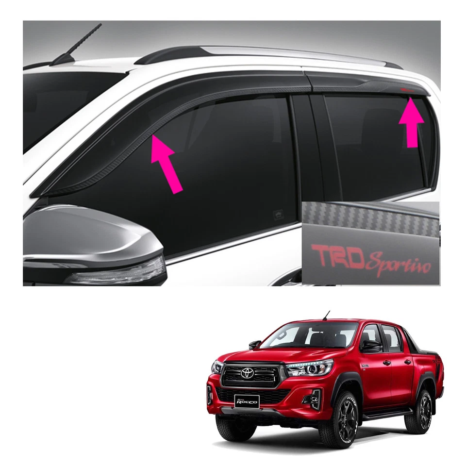 Parasol de puerta genuino protector contra la intemperie negro para Toyota Hilux Revo 2015 2019 Foto 2 de 4