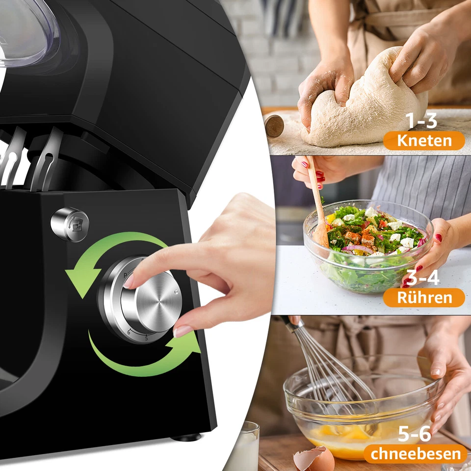 Food Processor 5 in1 Multifunctional Mixer Dough Stainless Steel 7L Kneader - Image 4 of 4