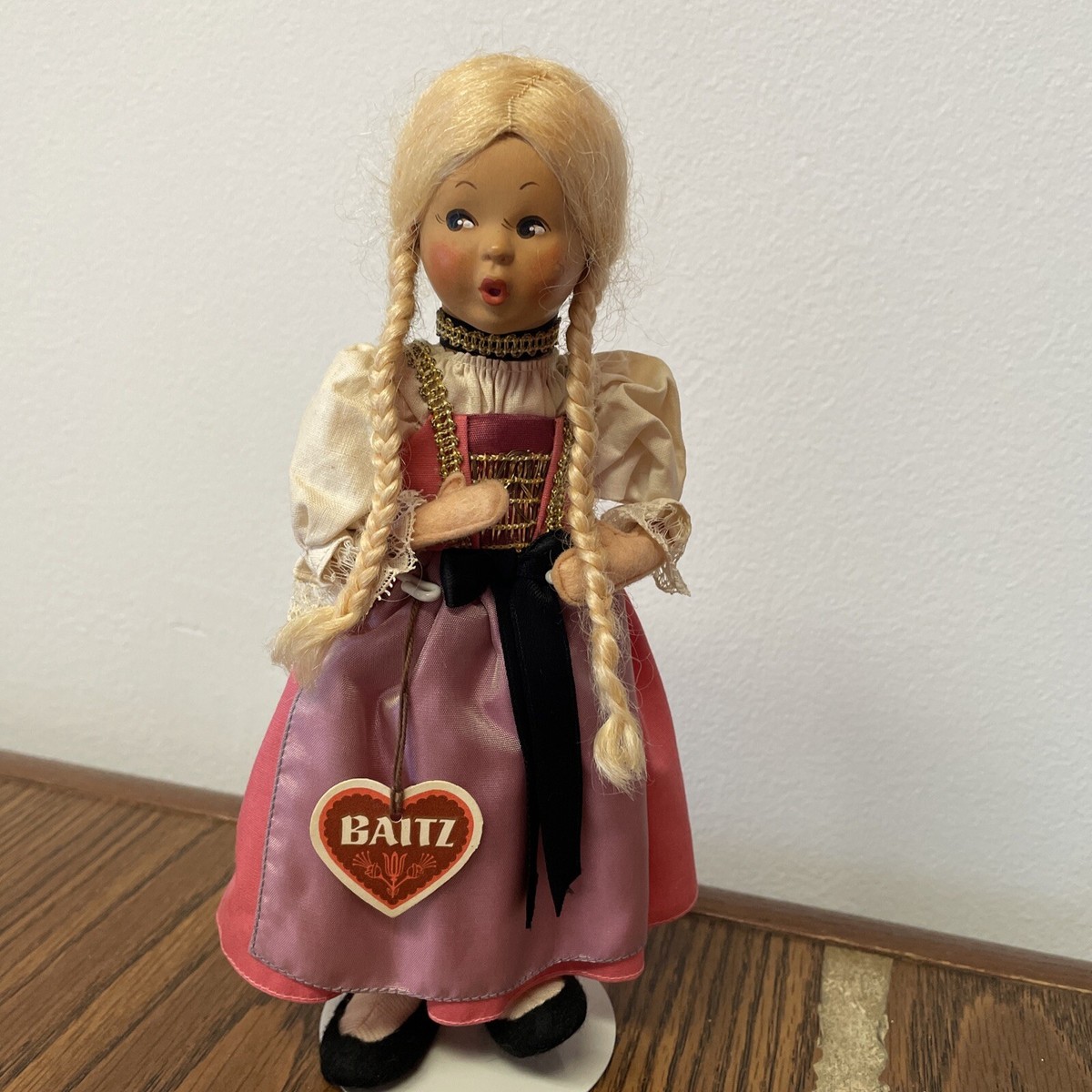 Baitz Whistling Doll 9”-Made in￼ Austria-Bisque Face Felt Body 