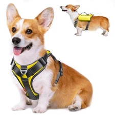Dog Harness, Multi-Functional No-Pull Pet Vest Harness with Saddle Bags Backp...