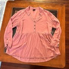 Torrid Size 1 Pink Babydoll Top Button-Up Long Sleeves