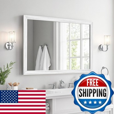 Ultrue White Wood Effect Framed Wall Mirror 24x36 Rectangle Mirror