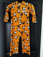 Mini Rodini Marigold Yellow Rose Floral Velvet Overall Jumpsuit 104/110 4Y 5Y