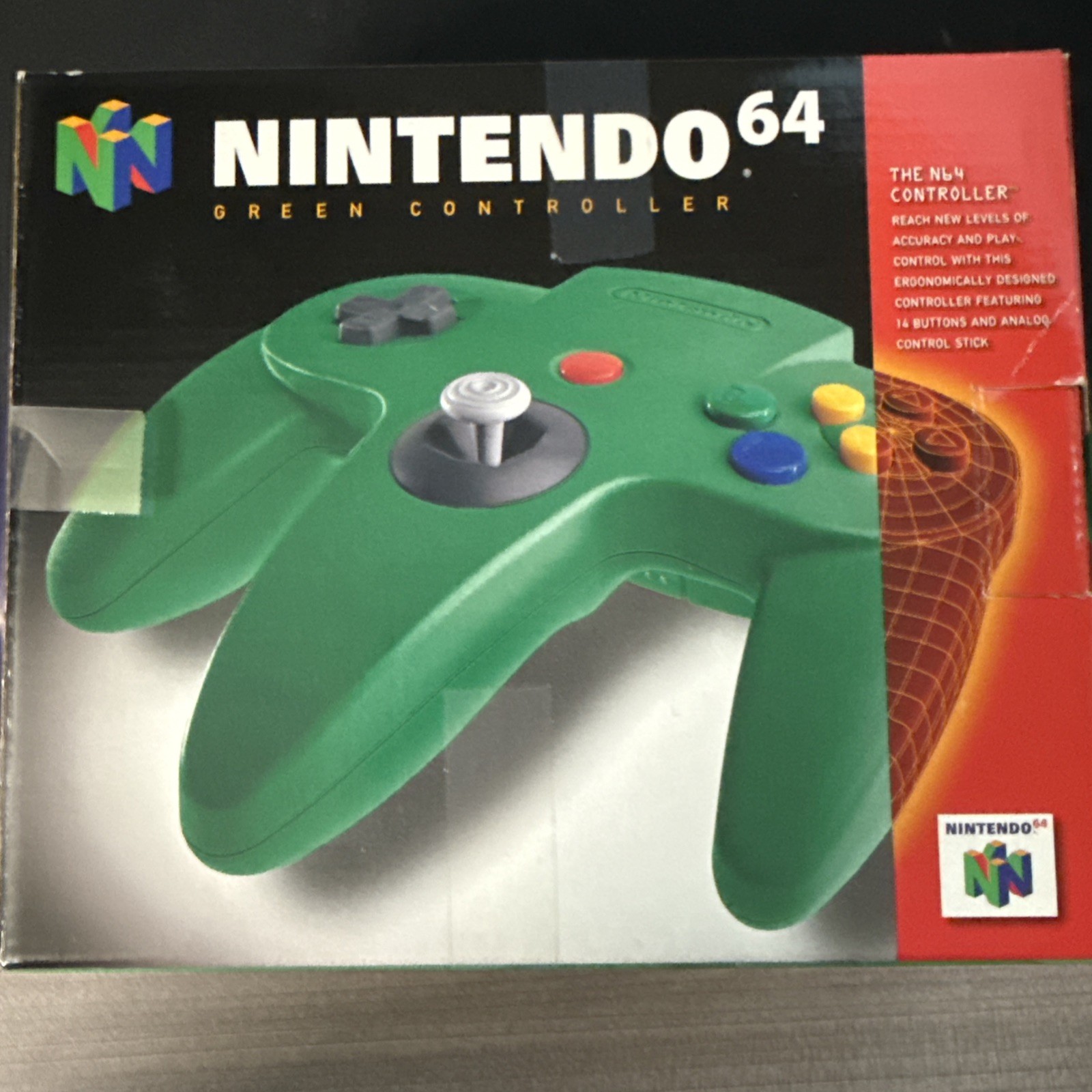 Nintendo 64 Solid Green Controller With Original Box