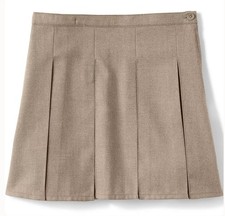 School Uniform Girls Box Pleat Skirt Top of Knee  New  Khaki  SZ 8  Side Zip