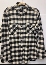 WOOLRICH Vintage Y2K 90s Label Buffalo Plaid B W Classic Wool Shirt Jacket L