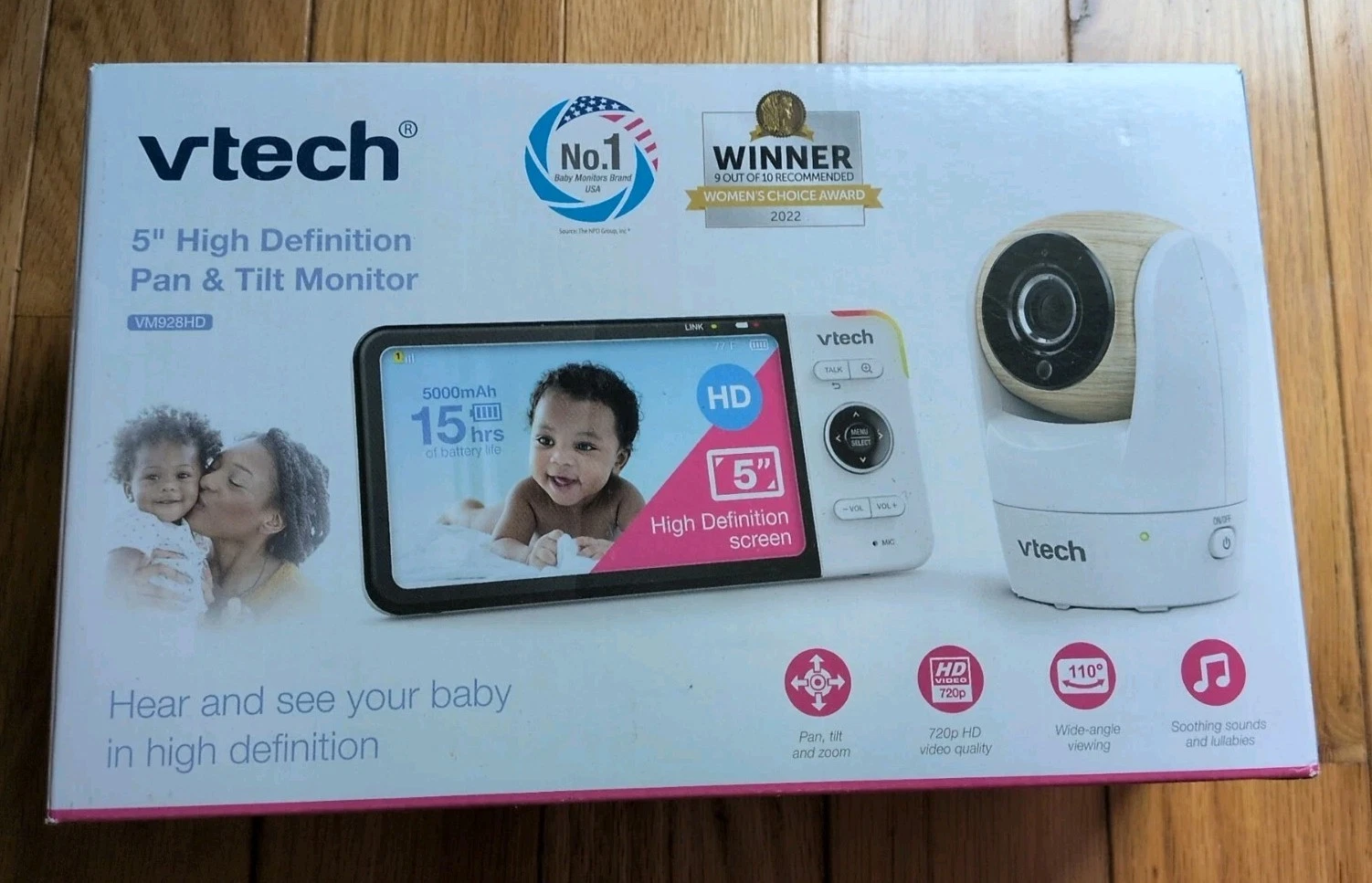 VTech VM928HD 5" High Definition Pan & Tilt Baby Monitor White 720p HD Video