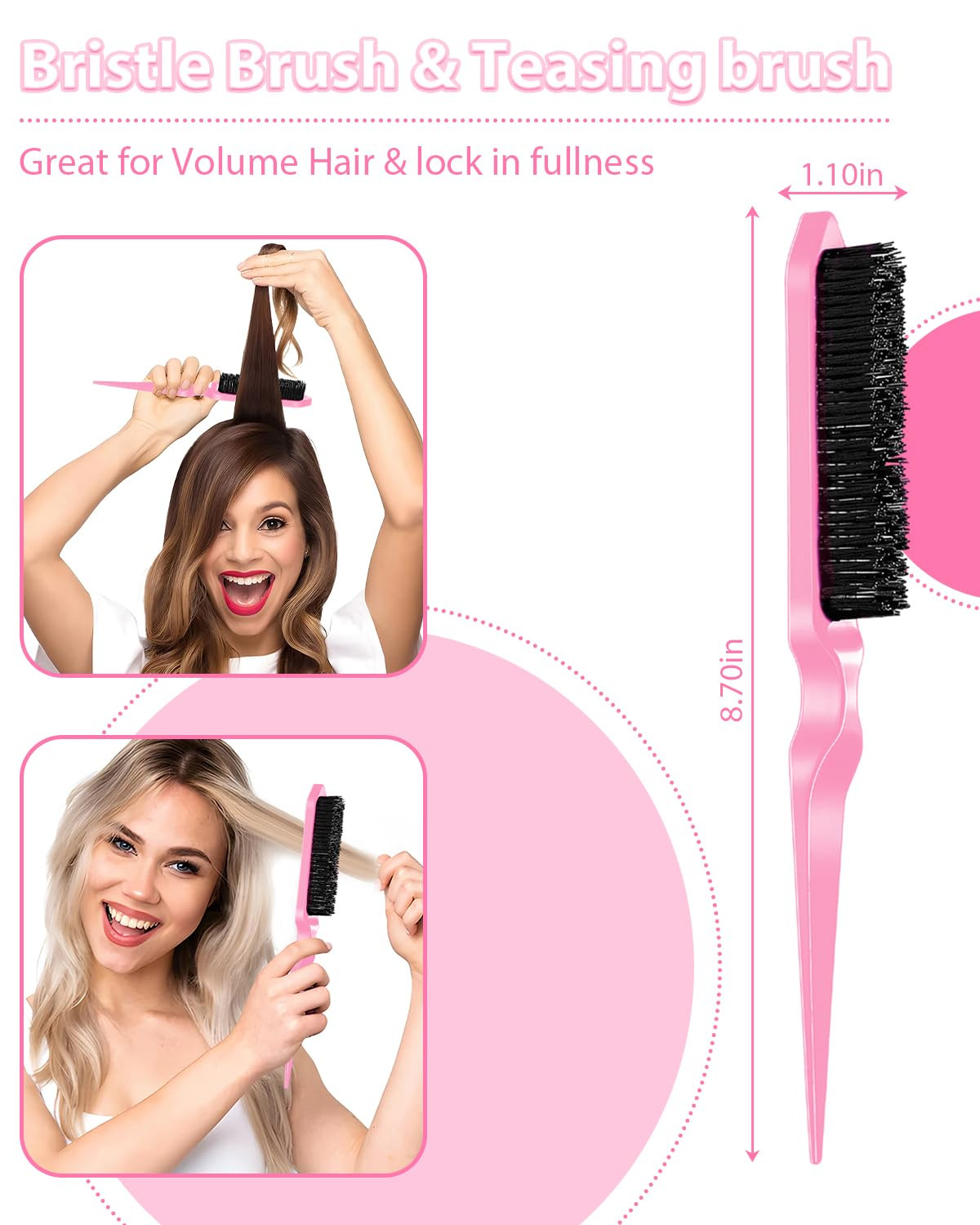Edge Brush Slick Back Hair Brush Rat Tail Comb Set for Parting Hair Edge Control