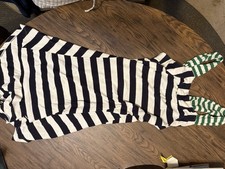 Anthropologie Vintage HWA Black Striped Sundress Uneven Bottom Size Small