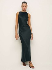 Reformation Casette Silk Dress In Black Size 2