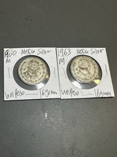 1960, 1963 Mexico Un 1 Pesos - 2 Silver Coins In Card