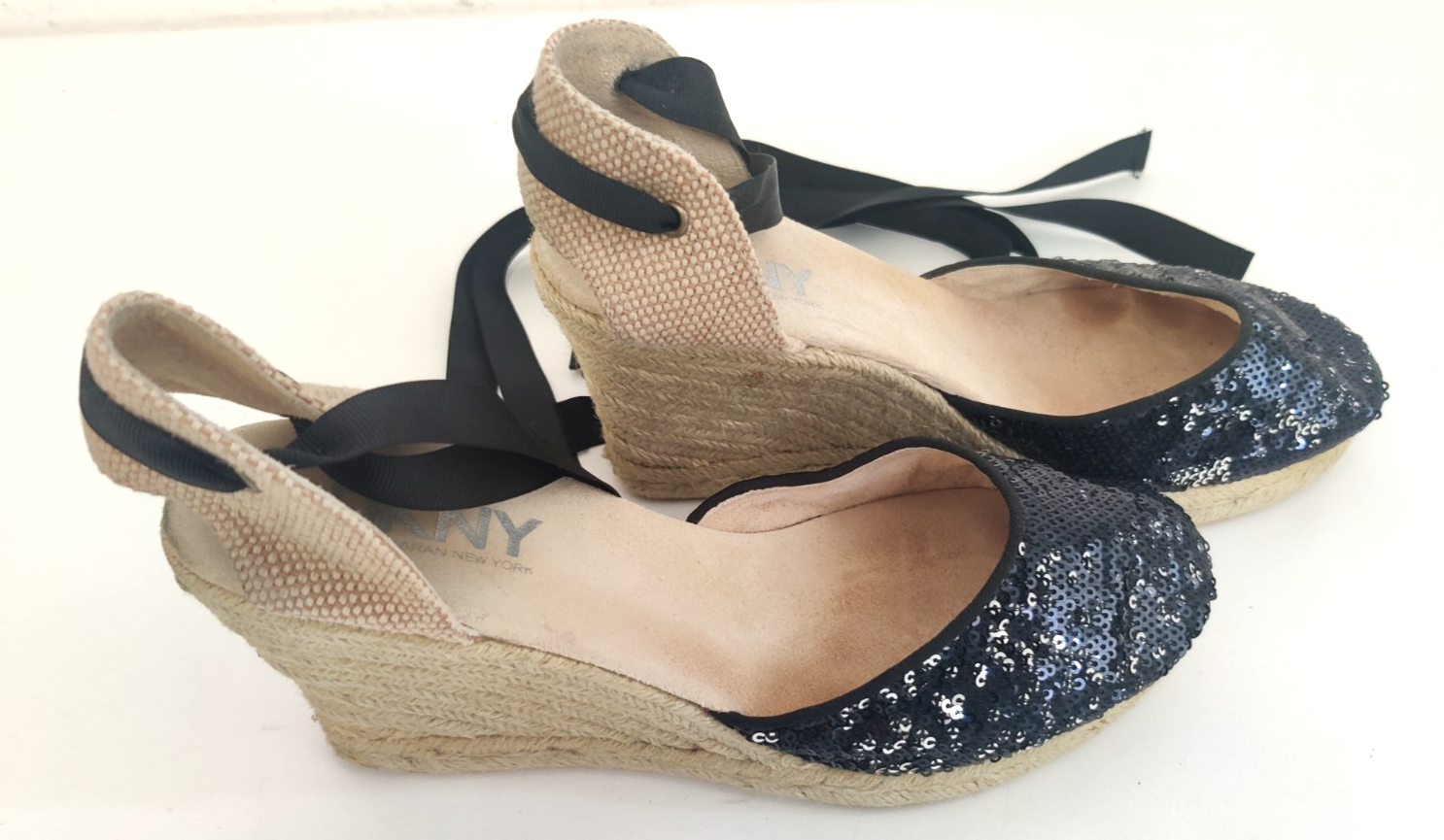 DKNY Sweet Sequin Espadrille Wedge Ankle Tie UK 5 (EU 38)