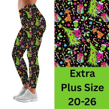 Grinch Christmas Tree Holiday Womens Leggings...