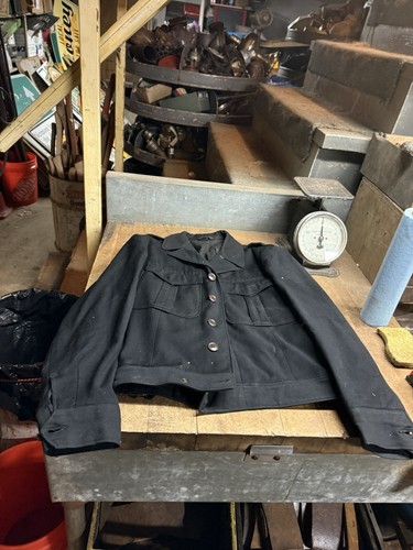 Vintage alt geknöpft schwarz Scheune Hausarbeit Mantel Jacke Herren Arbeitskleidung Kleidung USA - Bild 1 von 24