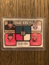 07-08 O-Pee-Chee Hockey- Niedermayer/Giguere/Alfredsson/Emery Quad Jersey Relics