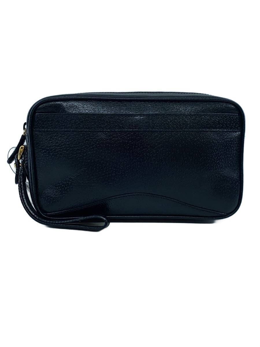 Pochette GUCCI seconda borsa in pelle nera con logo frontale