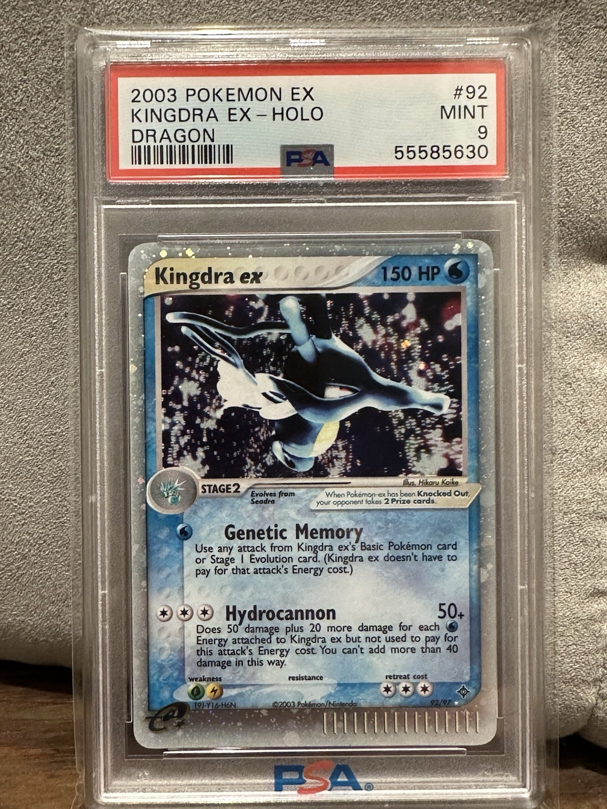 2003 Pokemon Kingdra EX Dragon Ultra Rare Holo Card 92/97 PSA 9 Mint