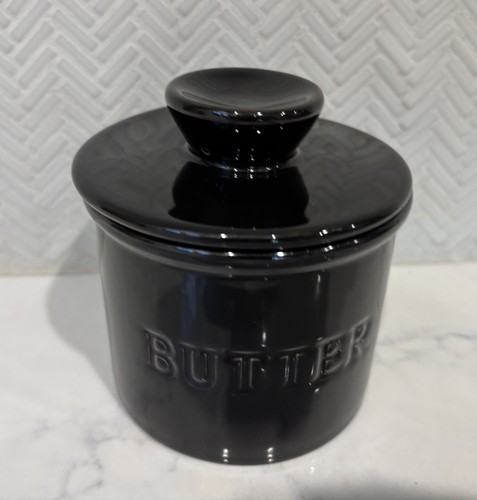 French Butter Bell Black Ceramic Butter Keeper with Lid Butter Dish Holder Home - Picture 4 of 14