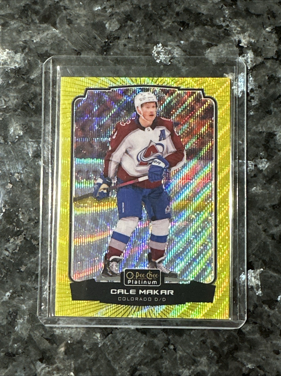 2022-23 O Pee Chee Platinum Neon Yellow Surge Cale Makar #29