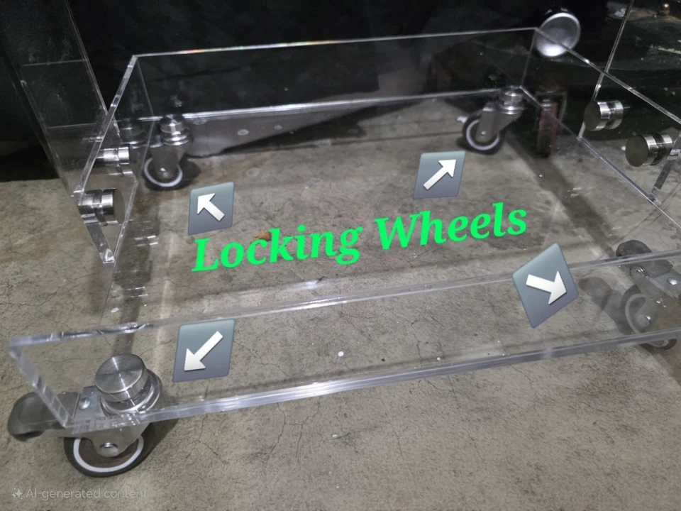  Carro de acrílico de 3 piezas con ruedas de bloqueo Foto 4 de 4