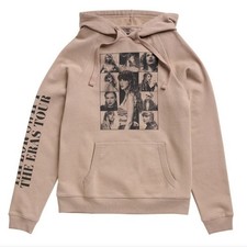 TAYLOR SWIFT The Eras Tour Hoodie Sz L Face Photo Collage OFFICIAL Sweater Tan
