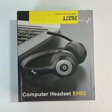 JIAMQISHI EH02 Wireless USB-TypeC Headset, Adjustable Headband, Boom Mic, Black